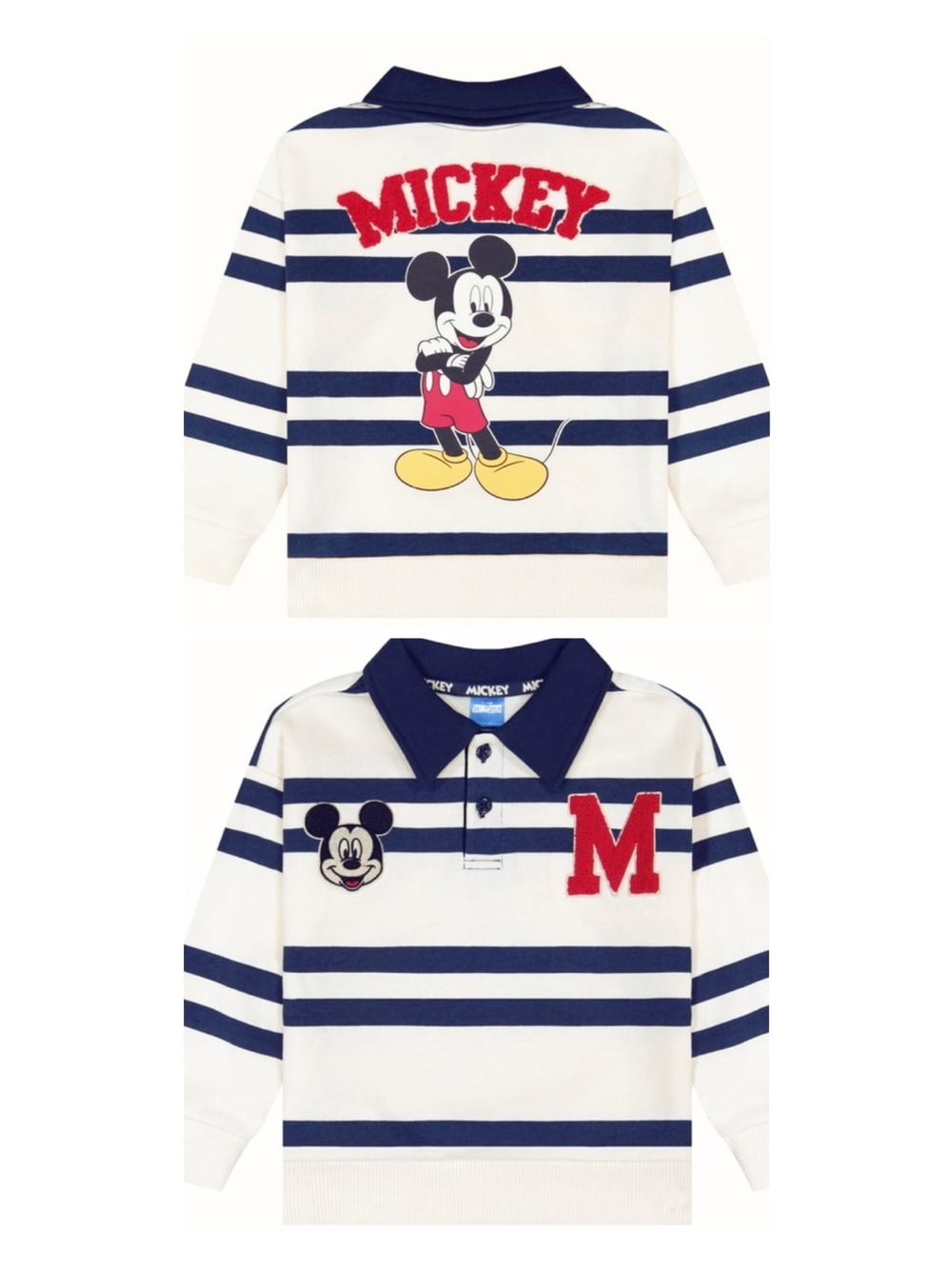 BRAND NEW Disney Mickey Mouse Navy & White Striped Polo for Kids Size 2T